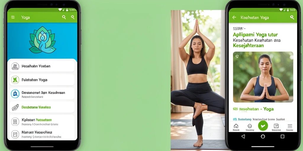 Tampilan antarmuka aplikasi yoga 55RP yang menyenangkan dan interaktif.