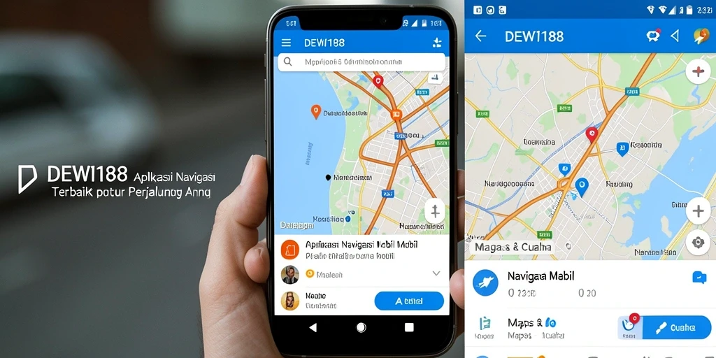 Tampilan antarmuka DEWI188 yang sederhana dan informatif untuk navigasi mobil.