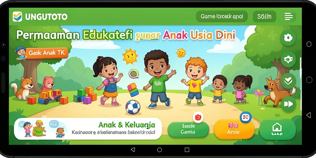 Tampilan antarmuka yang cerah dan ramah anak di UNGUTOTO.