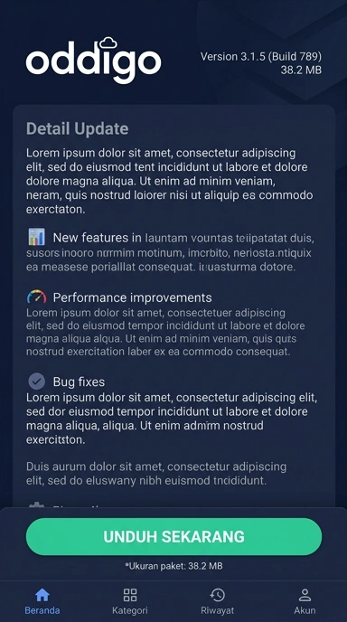 Tampilan halaman APK oddigo
