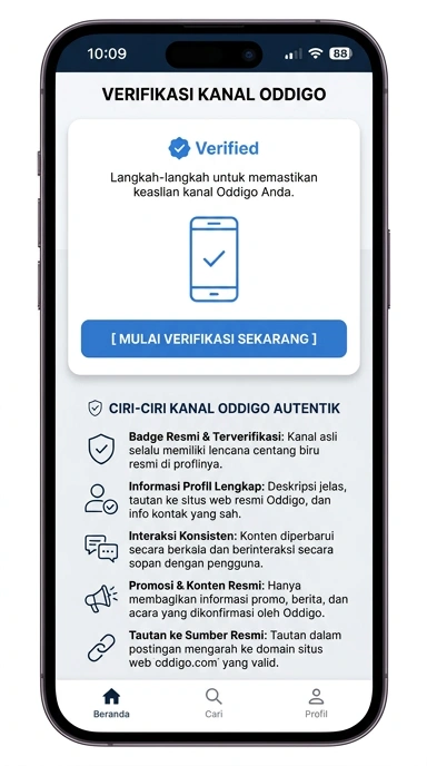 Tampilan kanal resmi oddigo